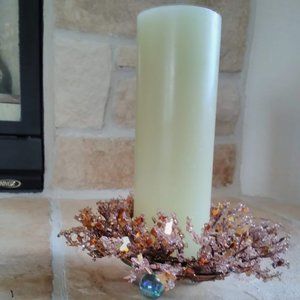 Tall Pillar Candle with Ring & Holder